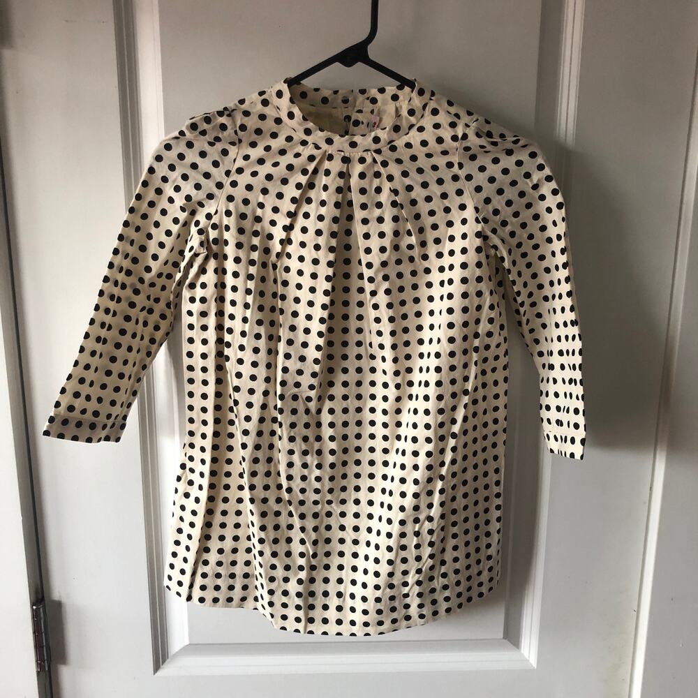 Bonpoint girls cream & black polka dot dress sz 6 NEW with tags $195